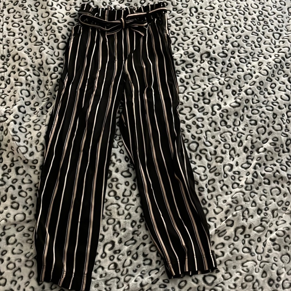 H&M Black Striped Linen Pants